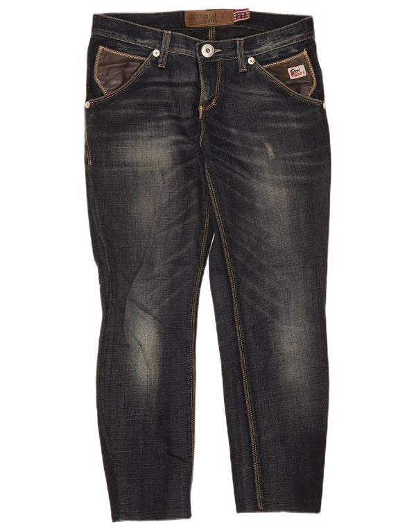 Calça jeans feminina Roy Rogers desgastada W28 L26 azul