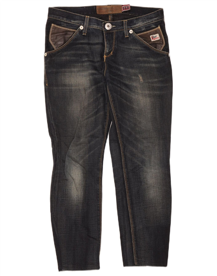Calça jeans feminina Roy Rogers desgastada W28 L26 azul