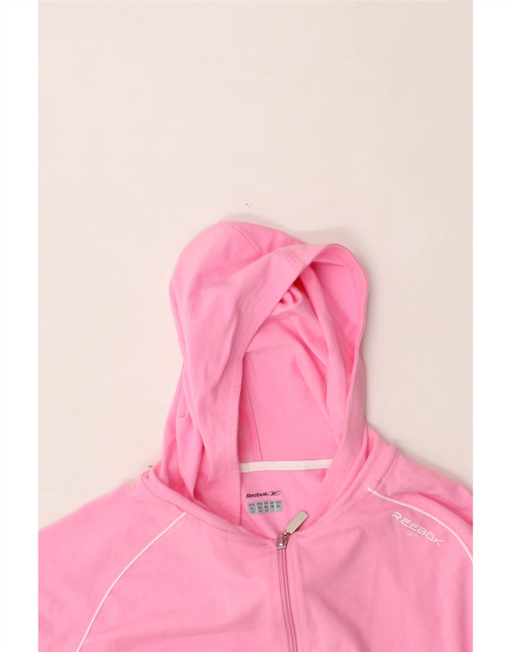 REEBOK Womens Hoodie Jumper UK 16 Large Pink Colourblock Vintage Reebok and Second-Hand Reebok from Messina Hembry 