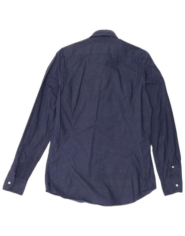 Camisa masculina Massimo Dutti pequena azul marinho
