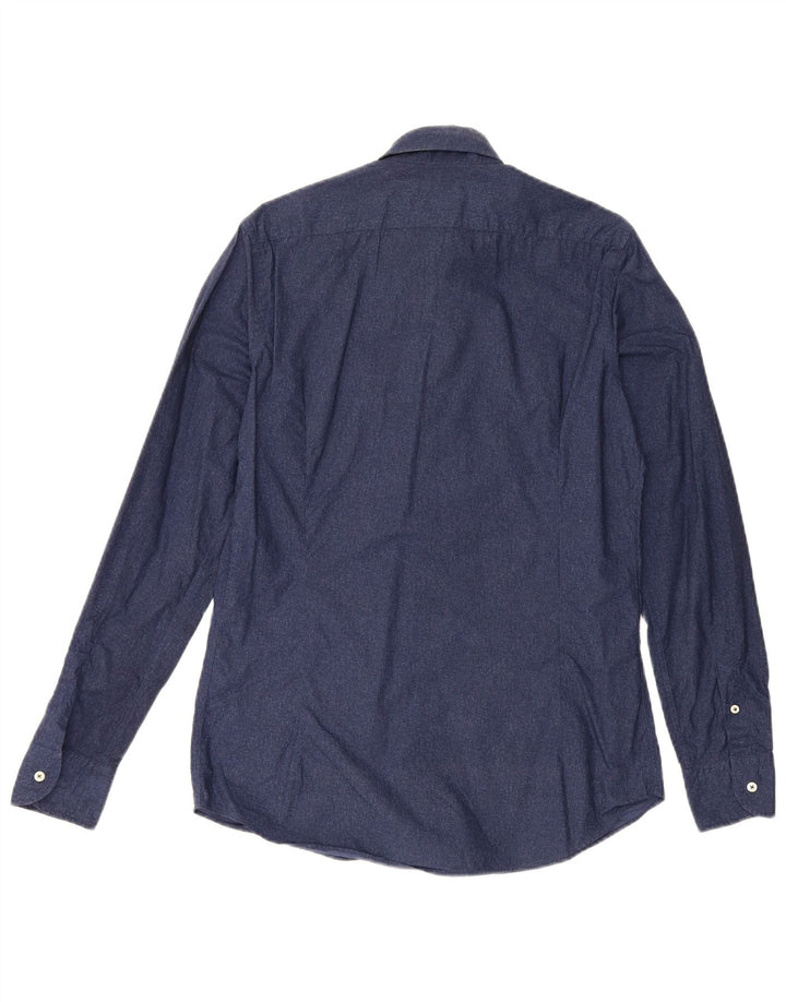 Camisa masculina Massimo Dutti pequena azul marinho
