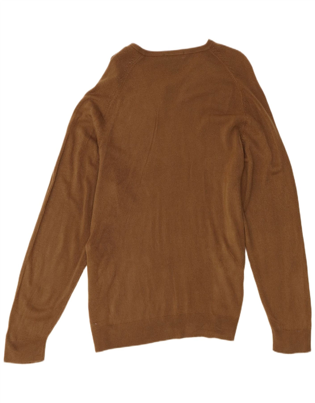 Suéter masculino Marks & Spencer com decote em V grande acrílico marrom