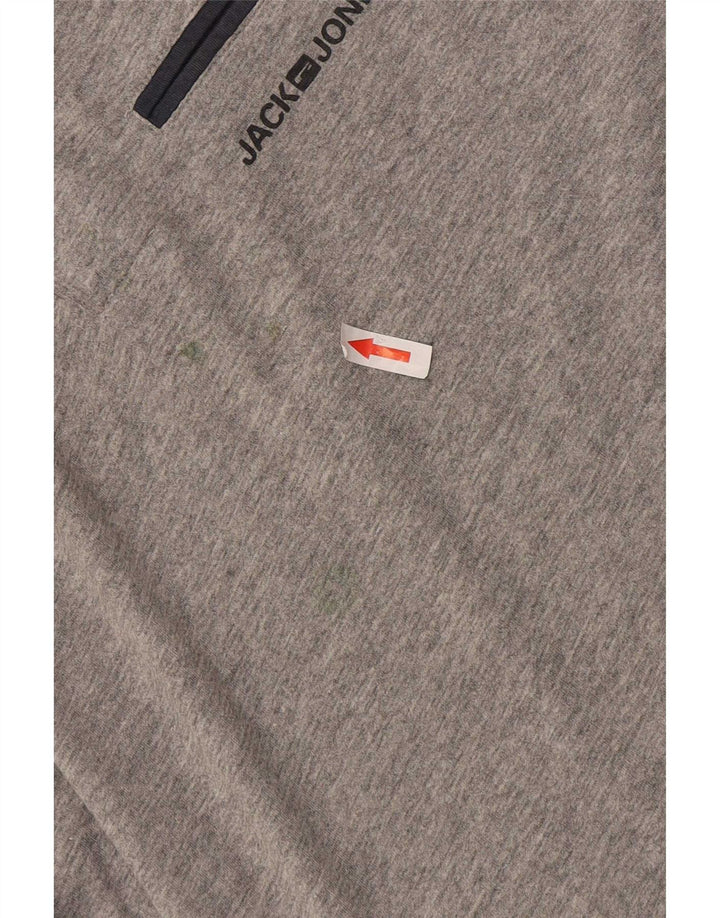 Camisa polo masculina Jack & Jones cinza médio algodão colorblock