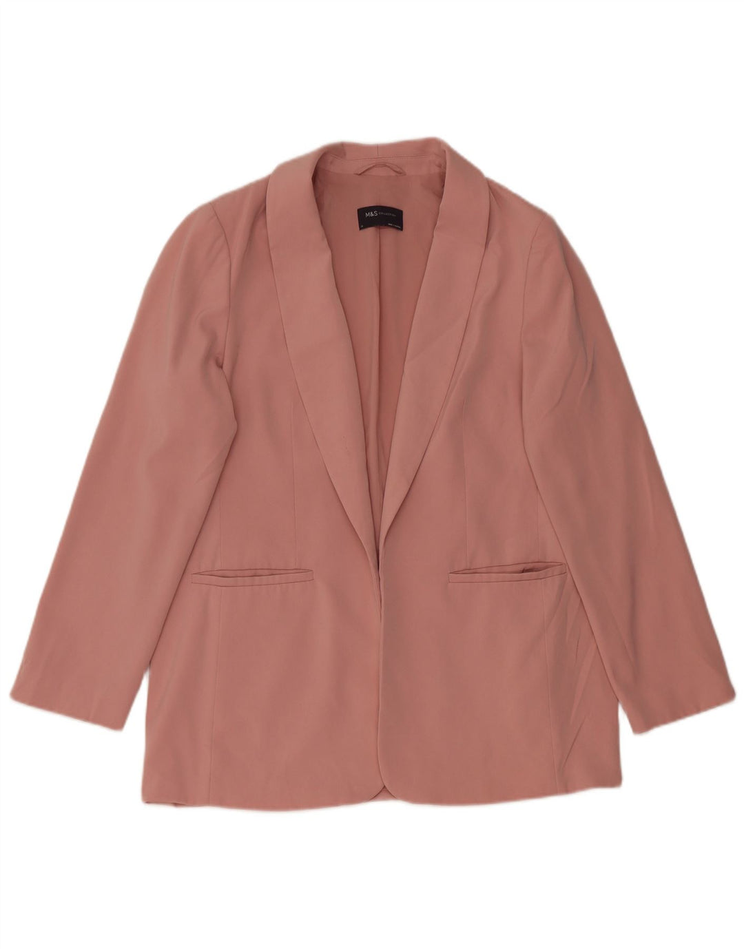 Jaqueta Blazer aberta feminina Marks & Spencer Reino Unido 14 grande poliéster rosa