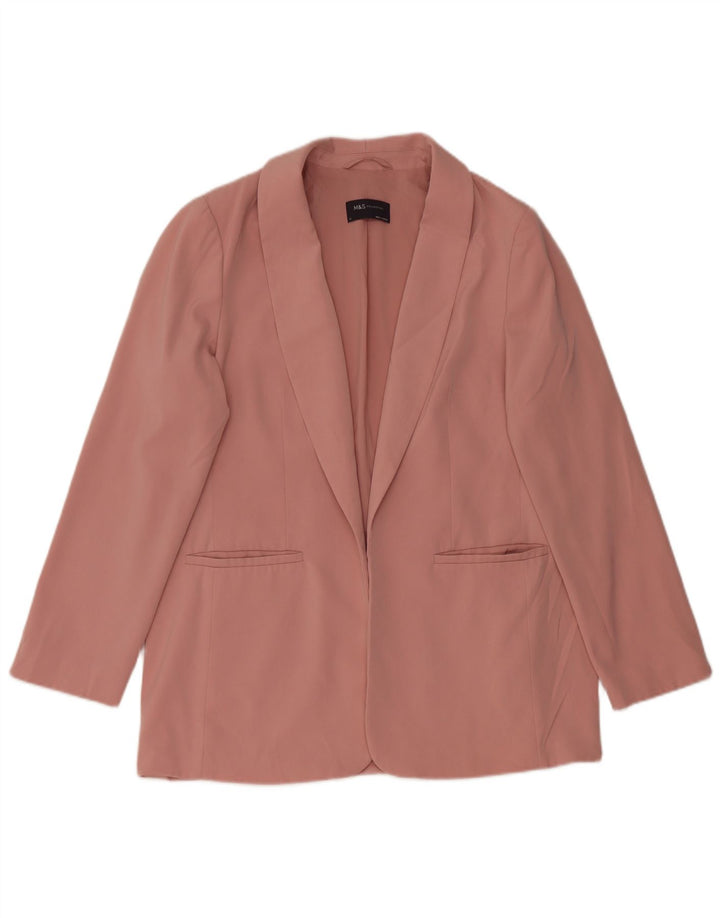 Jaqueta Blazer aberta feminina Marks & Spencer Reino Unido 14 grande poliéster rosa