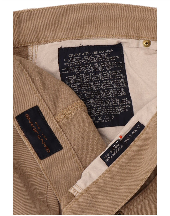 Gant Jeans masculino regular reto W33 L32 algodão bege