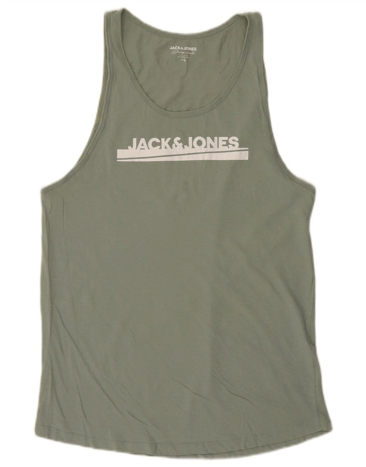 Colete gráfico masculino Jack & Jones Top grande de algodão verde
