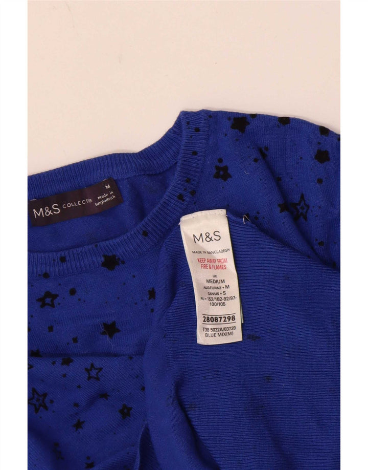 Suéter feminino Marks & Spencer com estampa abstrata e gola canoa Reino Unido 14 Medi