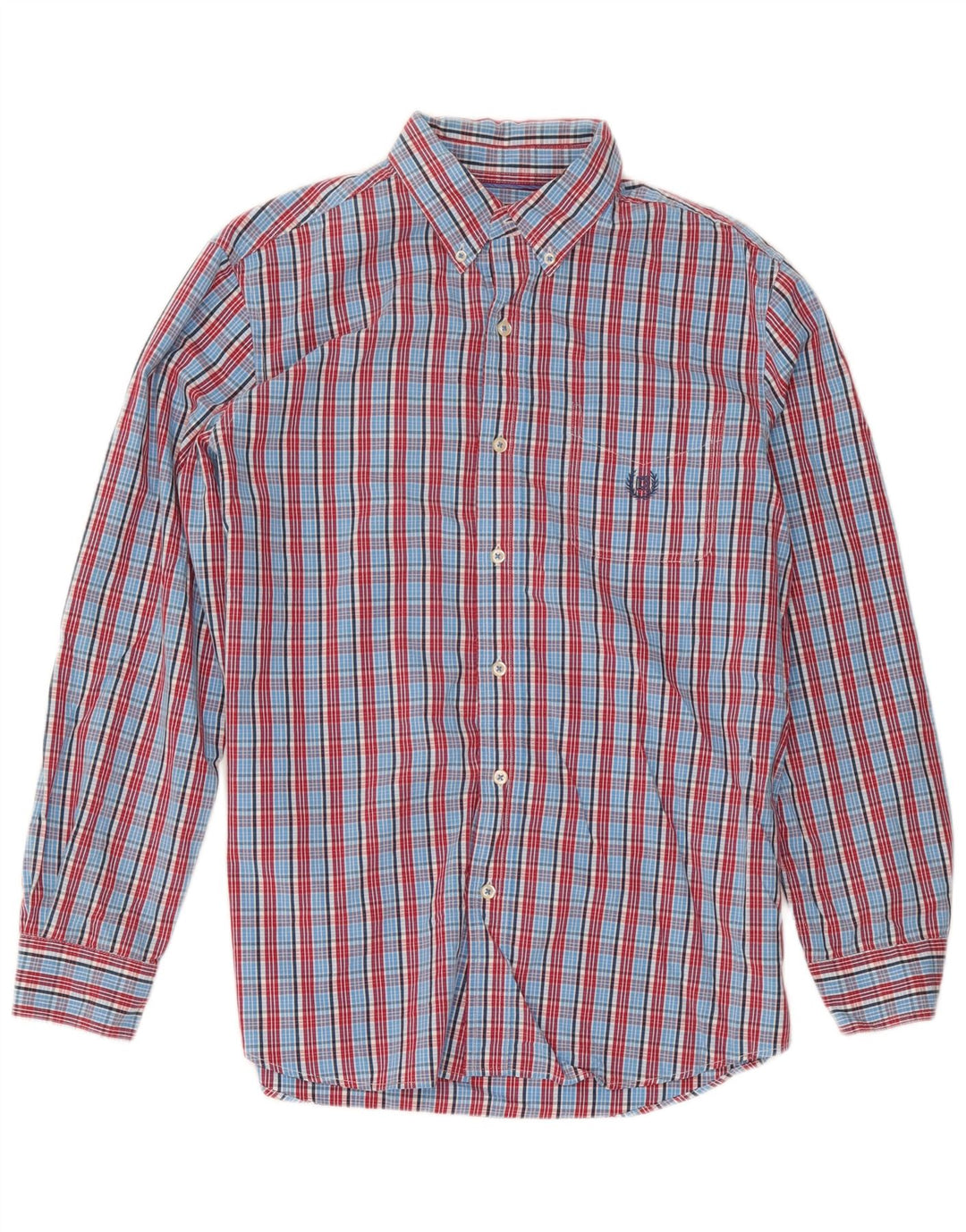 Camisa masculina Chaps de algodão xadrez azul médio