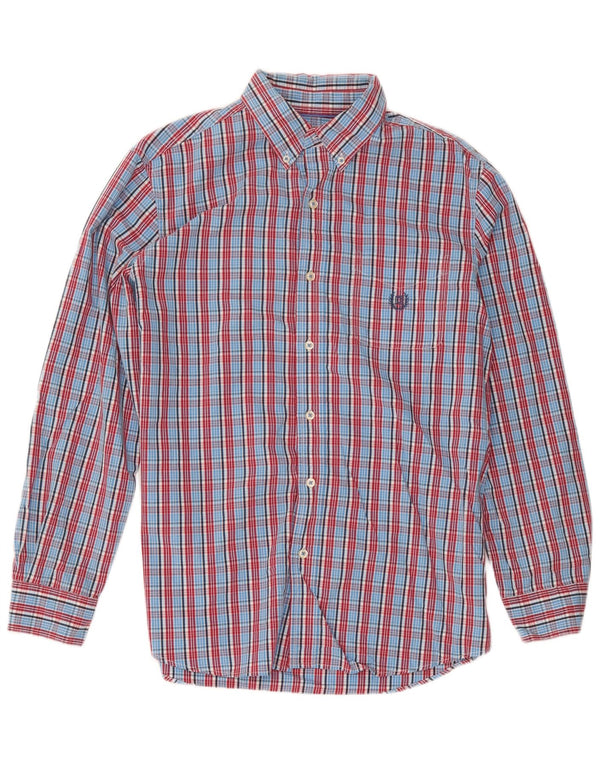 Camisa masculina Chaps de algodão xadrez azul médio