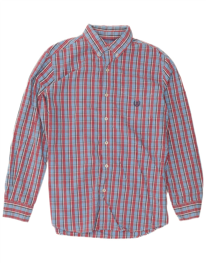 Camisa masculina Chaps de algodão xadrez azul médio