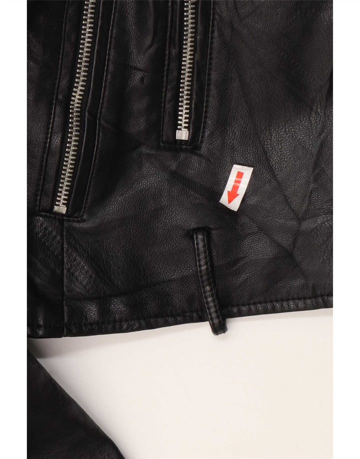 Jaqueta feminina Levi's Crop de couro sintético para motociclista Reino Unido 10 pequena poliuretano preto