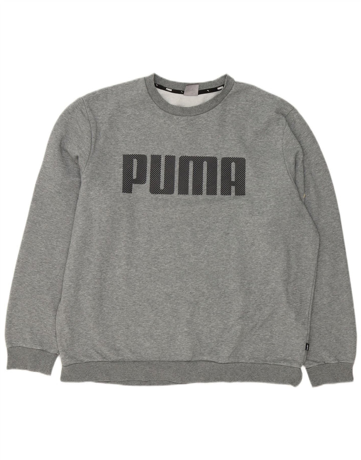 Puma masculino gráfico moletom jumper 2XL cinza manchado