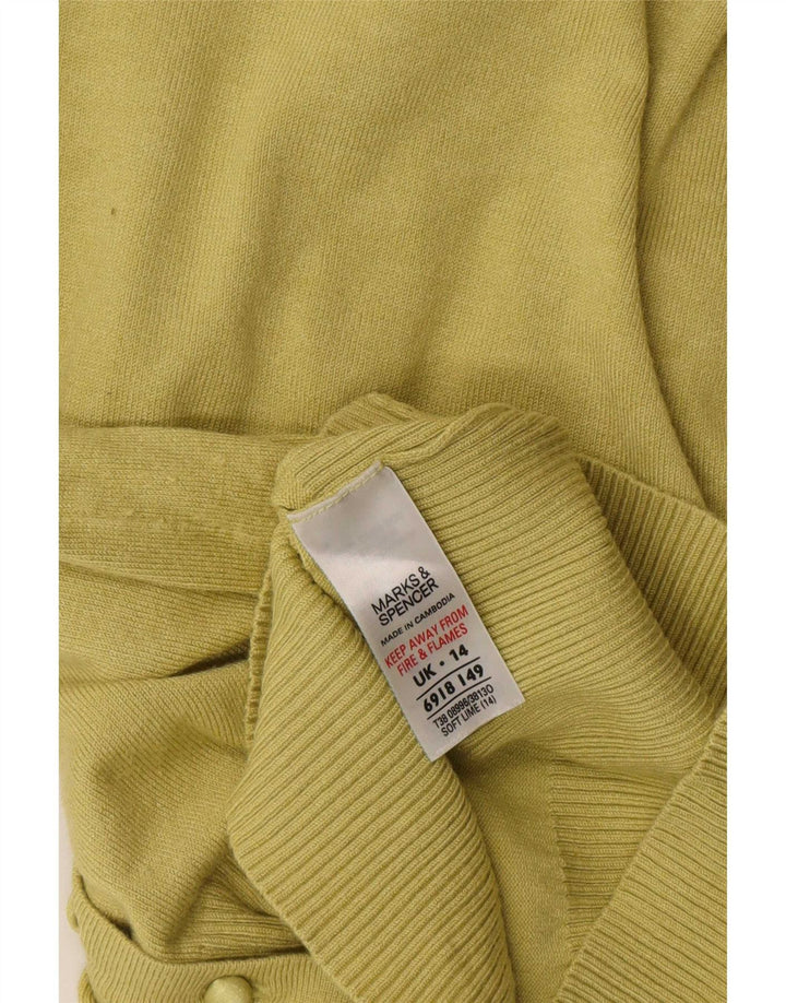 Suéter cardigã feminino de manga 3/4 da Marks & Spencer Reino Unido 14 verde médio