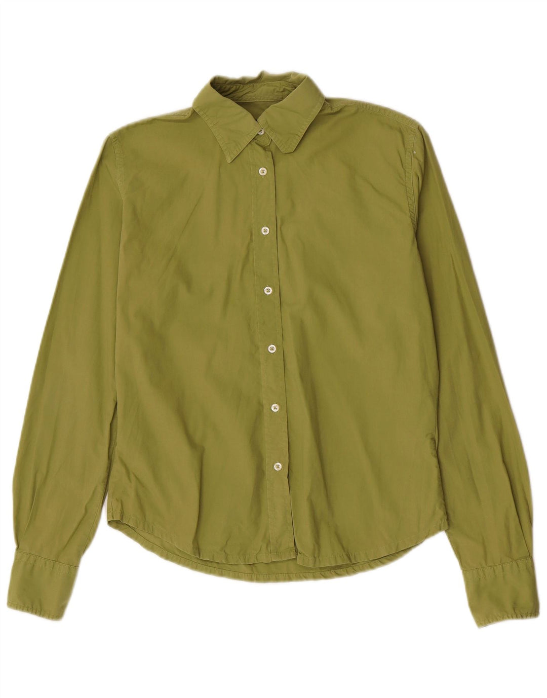 Camisa regular feminina de manga comprida Kappa UK 12 algodão verde médio
