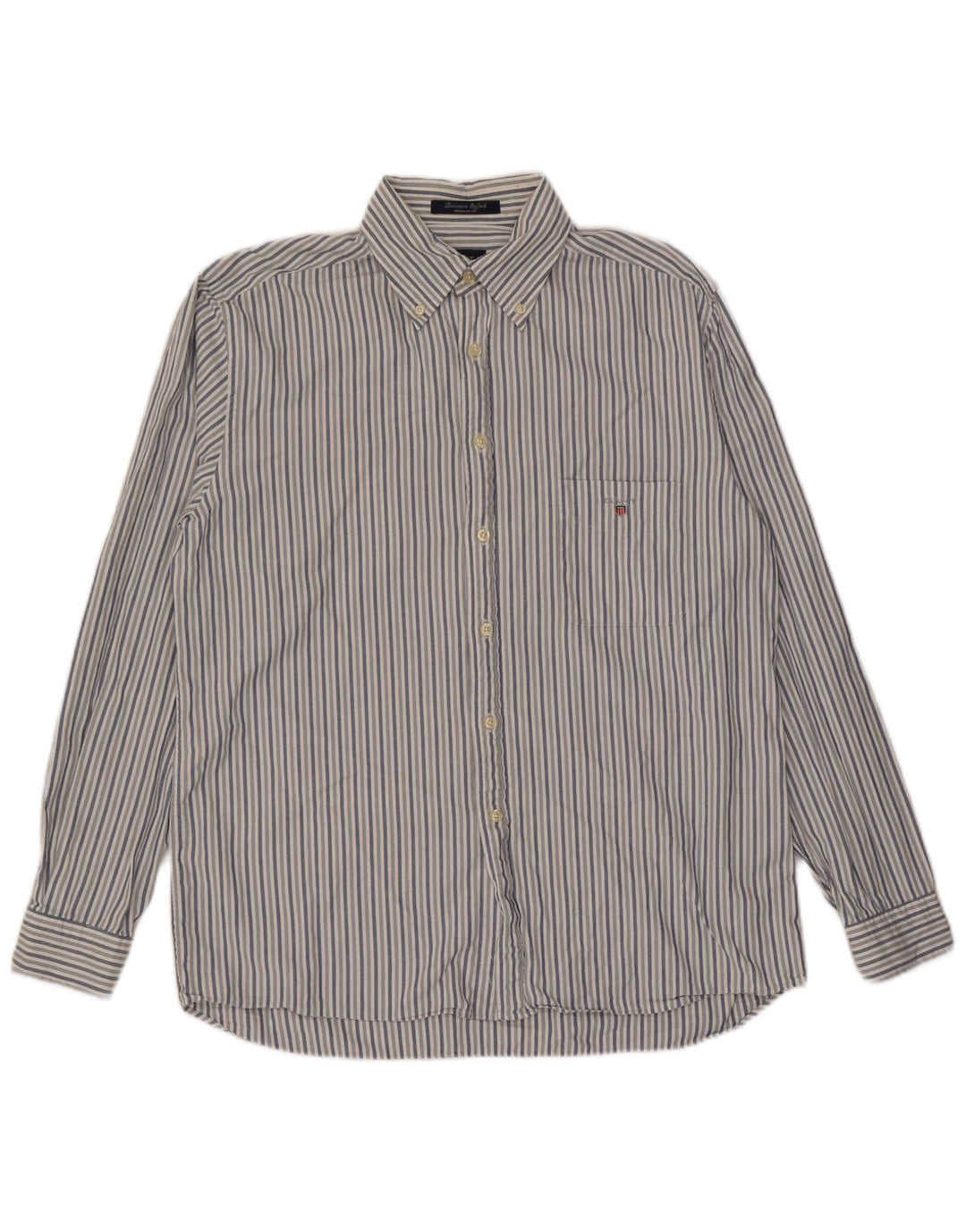 Camisa masculina Gant de algodão listrado azul médio
