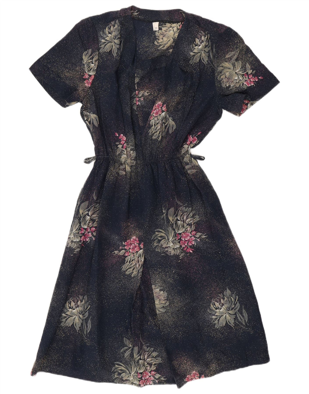 Conjunto feminino VINTAGE de 2 peças IT 50 XL azul marinho floral poliéster