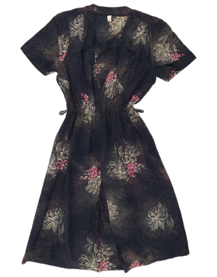 Conjunto feminino VINTAGE de 2 peças IT 50 XL azul marinho floral poliéster