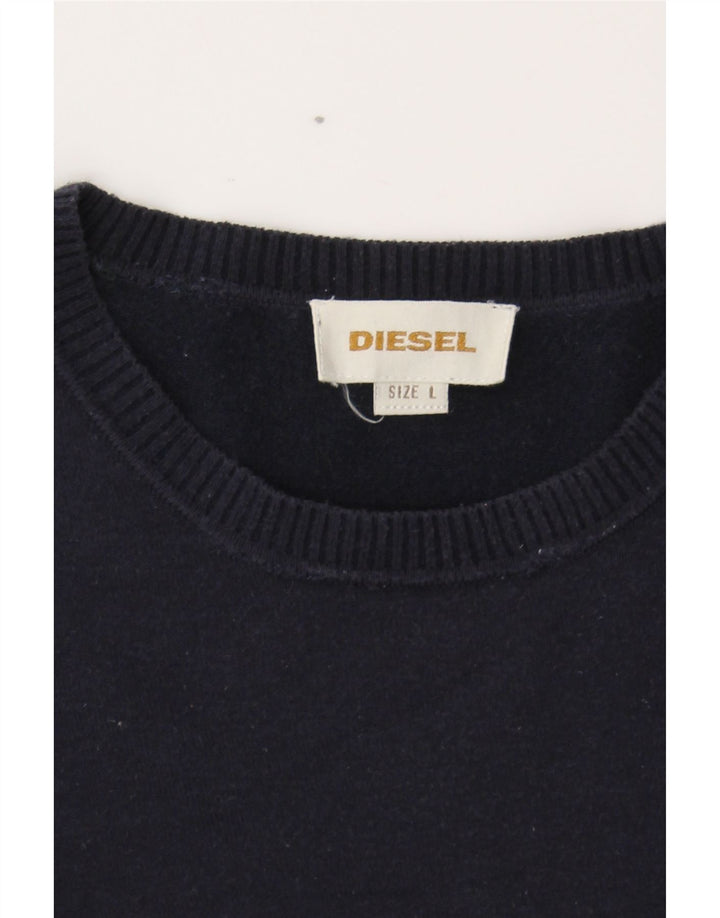 DIESEL Mens Crew Neck Jumper Sweater Large Navy Blue Vintage Diesel and Second-Hand Diesel from Messina Hembry 