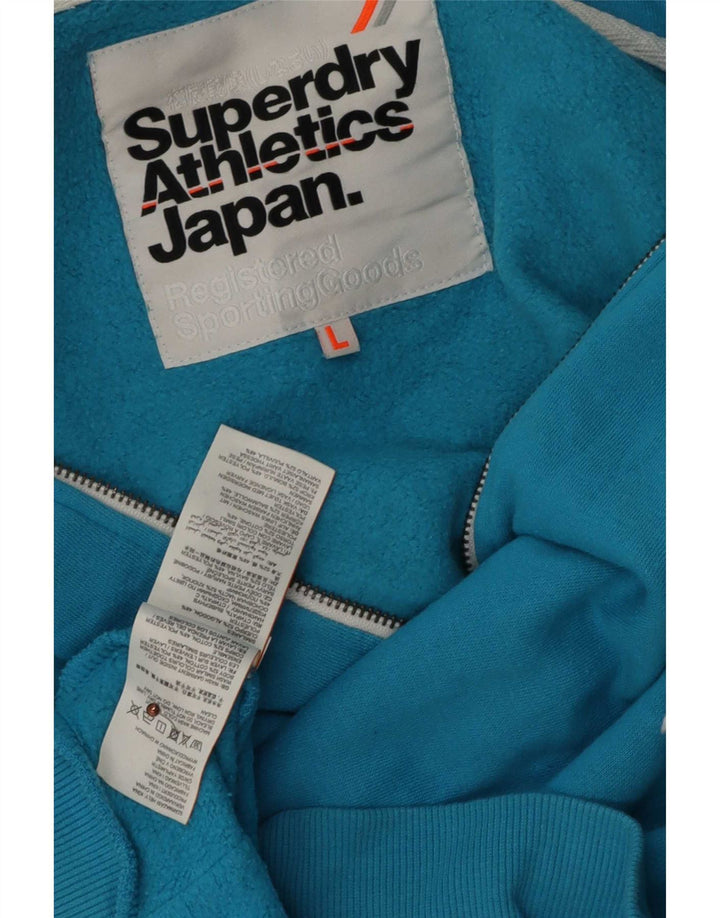 Suéter masculino Superdry com capuz e zíper grande algodão azul