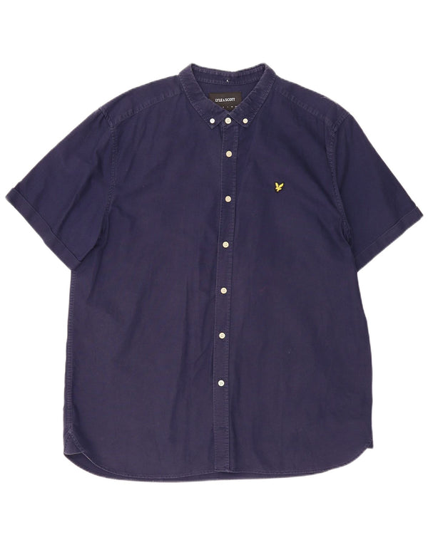 Camisa masculina de manga curta Lyle & Scott 2XL algodão azul marinho