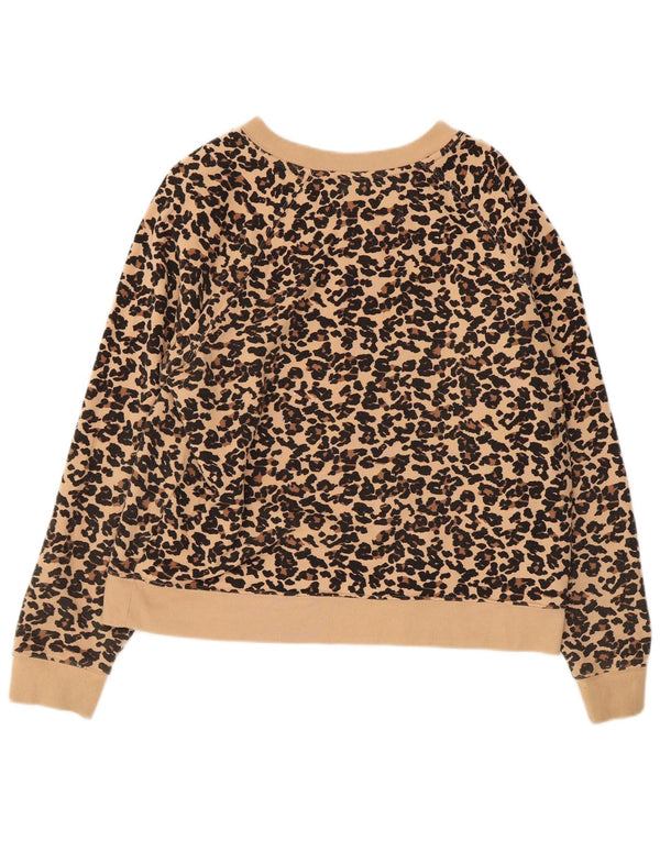 Calvin Klein Jeans moletom feminino jumper UK 14 médio bege estampa animal