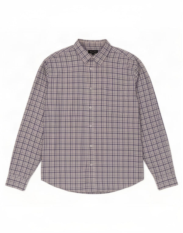 Camisa masculina de flanela James Pringle grande poliéster xadrez azul