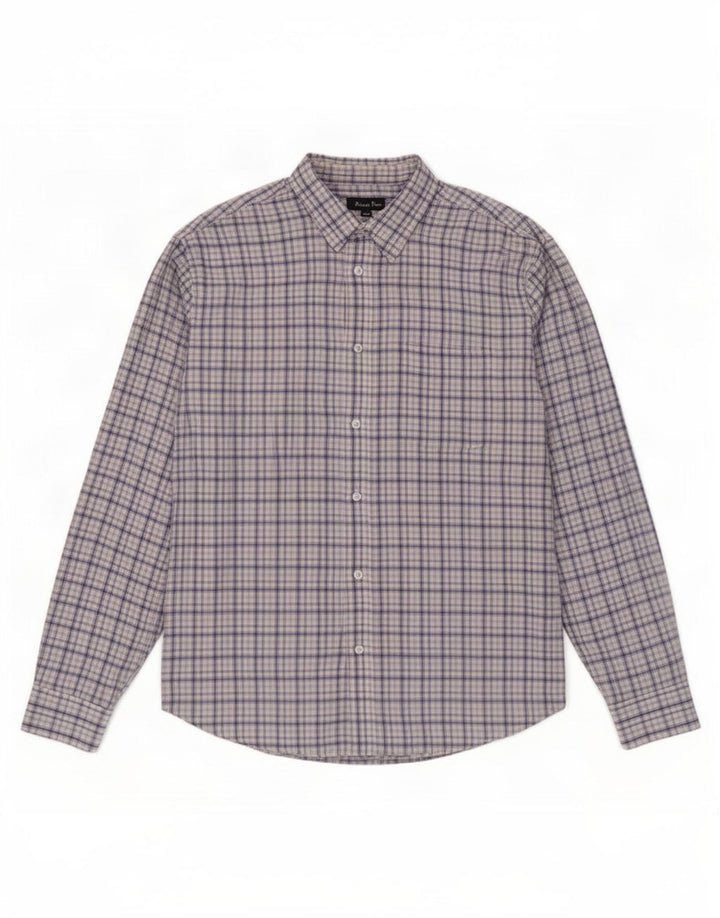 Camisa masculina de flanela James Pringle grande poliéster xadrez azul