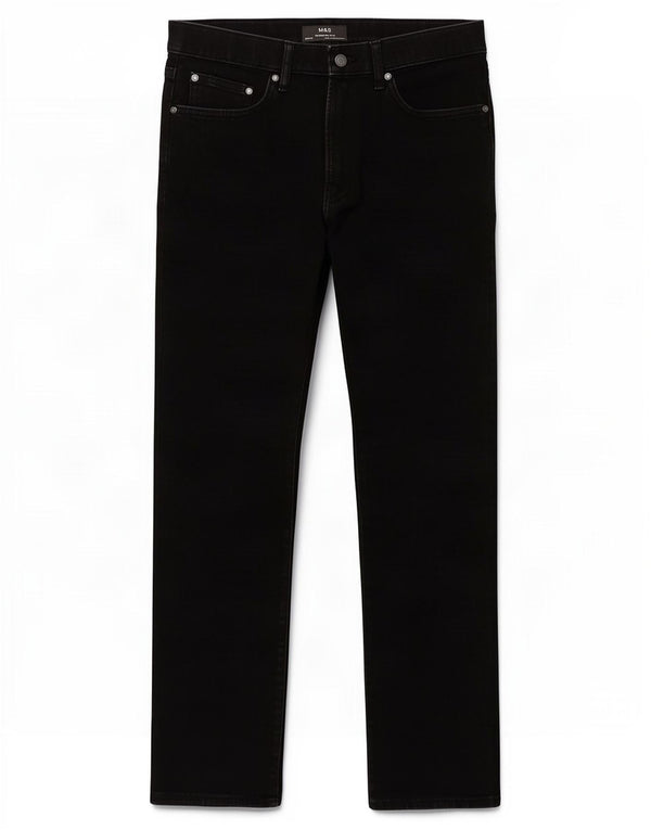 Jeans retos masculinos Marks & Spencer W32 L31 algodão preto