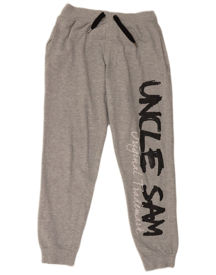 Calça esportiva masculina Tio Sam com estampa gráfica grande cinza manchada