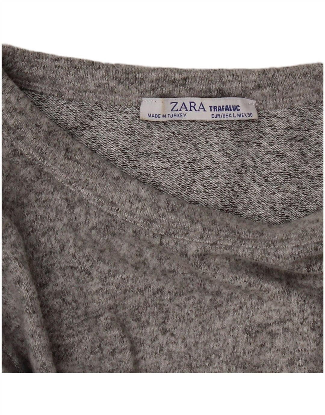 Zara Womens Crop Top Manga Longa Reino Unido 14 Grande Cinza