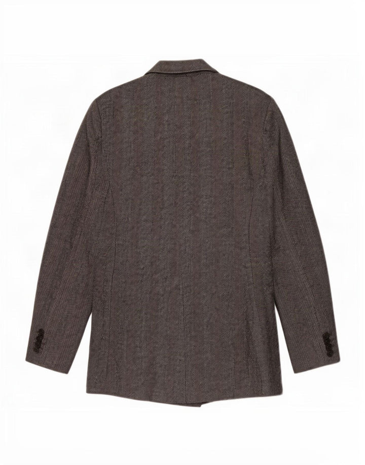 Jaqueta blazer feminina Zara com peito duplo Reino Unido 12 espinha de peixe cinza médio