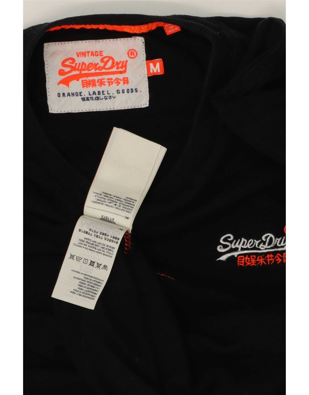 Camiseta masculina Superdry Top médio algodão preto