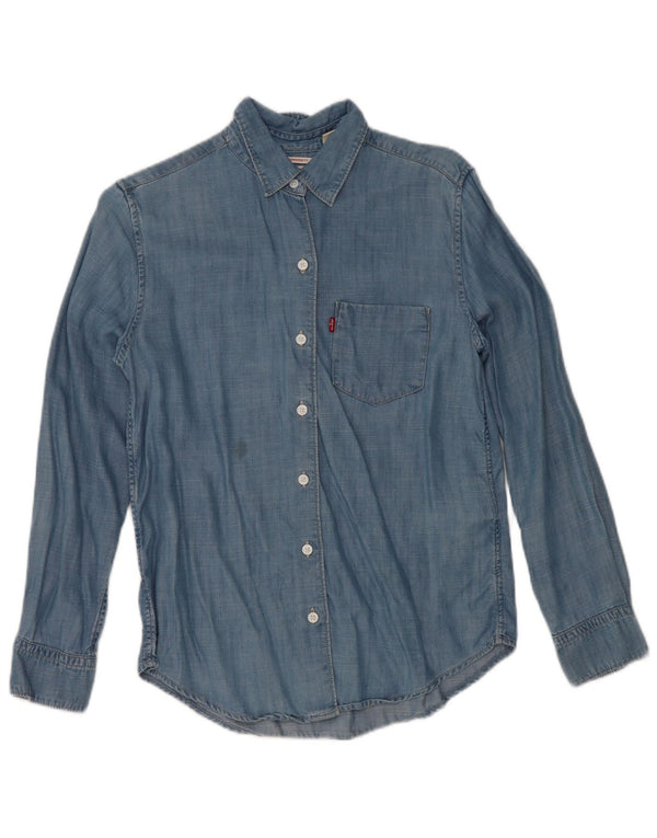 Camisa jeans feminina Levi's Boyfriend Fit UK 2 2XS azul Lyocell