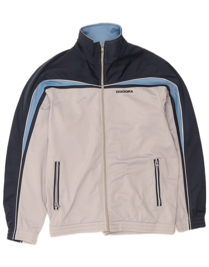 Diadora Mens Tracksuit Top Jacket UK 40 Medium Grey Colourblock Poliéster
