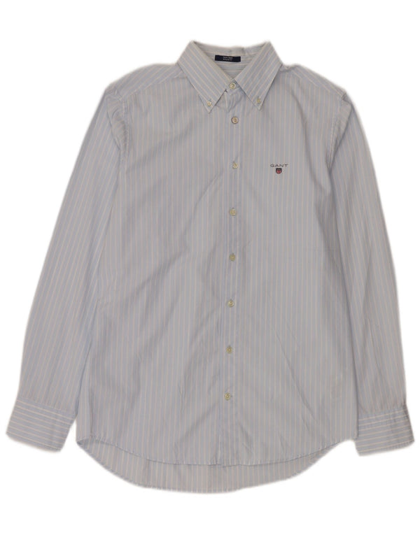 Camisa masculina Gant Regular Fit tamanho 37/38 15 algodão listrado azul pequeno