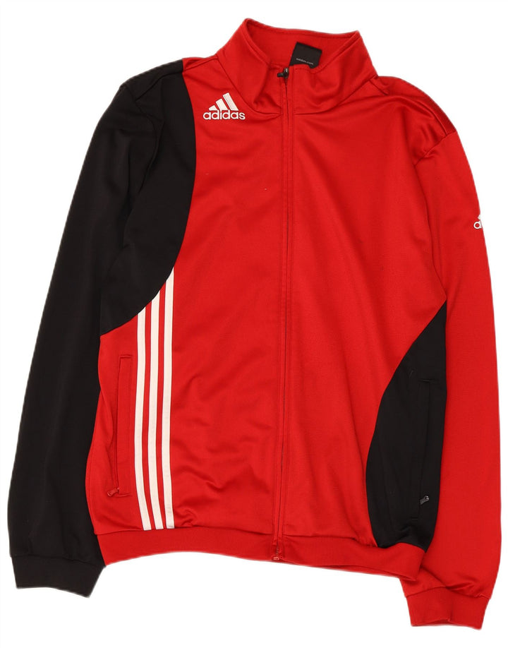 ADIDAS Mens Tracksuit Top Jacket UK 40/42 Medium Red Colourblock Poliéster