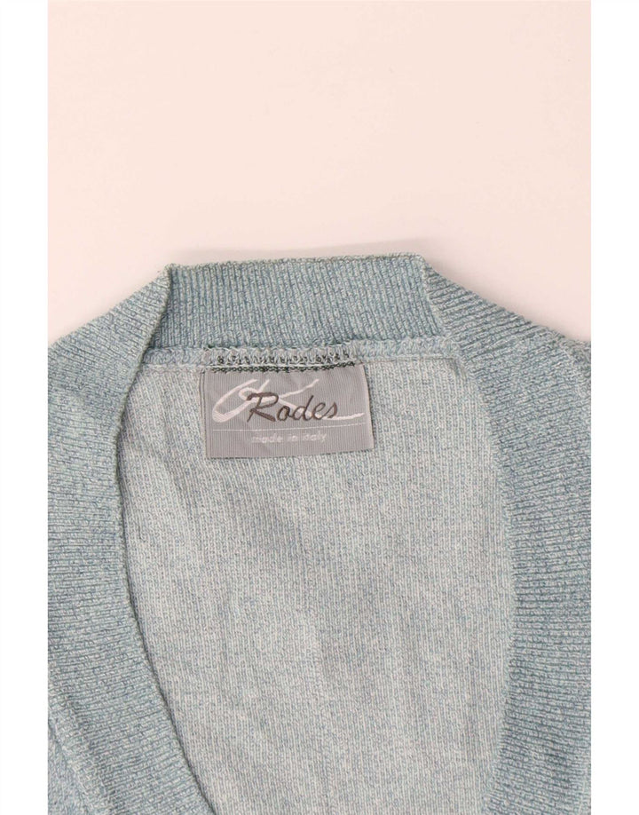 Suéter cardigã masculino Rodes grande acrílico xadrez azul