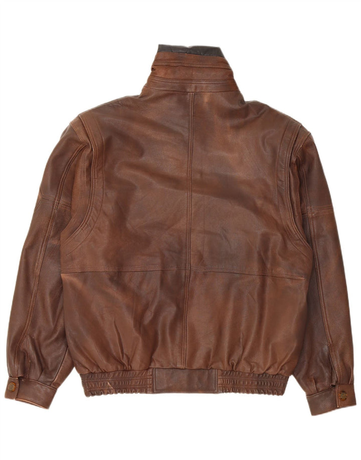 Jaqueta de couro masculina vintage UK 38 marrom médio