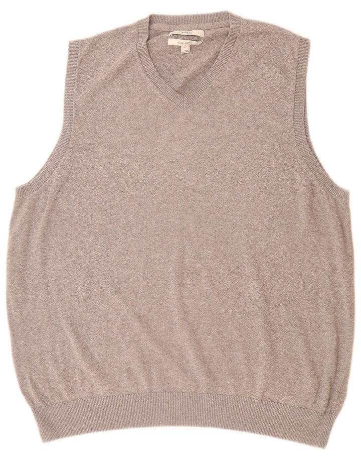 Regata masculina Marks & Spencer com colete grande de algodão cinza