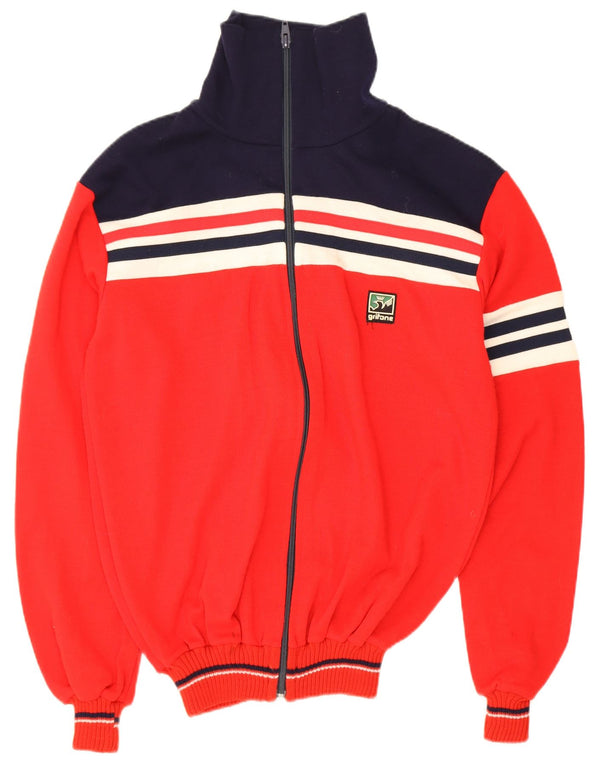 Suéter masculino Grifone com zíper completo IT 50 médio vermelho colorblock acrílico