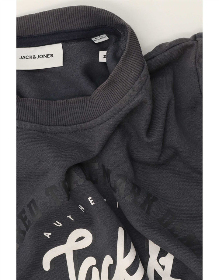 Jack & Jones moletom gráfico masculino jumper cinza médio