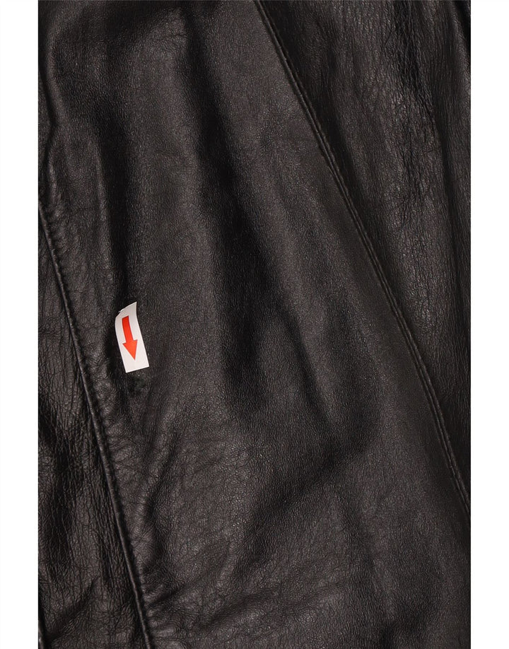 Casaco de couro feminino vintage UK 14 grande preto