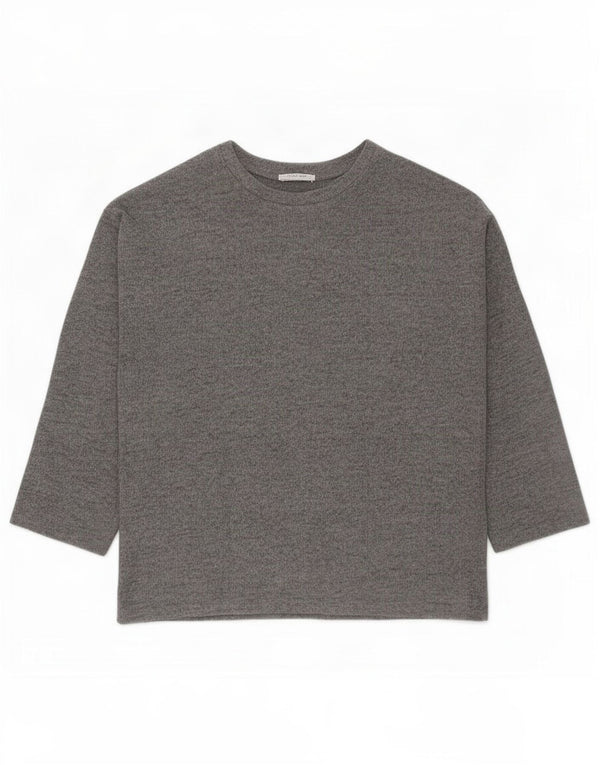 Zara Womens Trafaluc Loose Fit Top manga 3/4 Reino Unido 14 cinza médio manchado