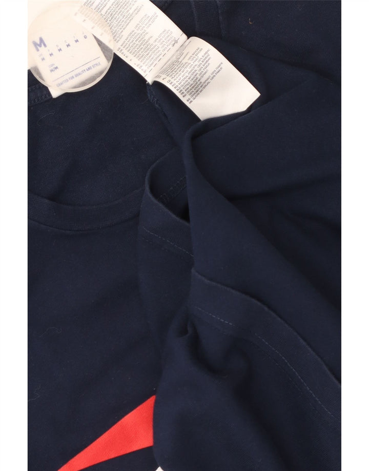 Camiseta gráfica masculina Reebok Top médio algodão azul marinho