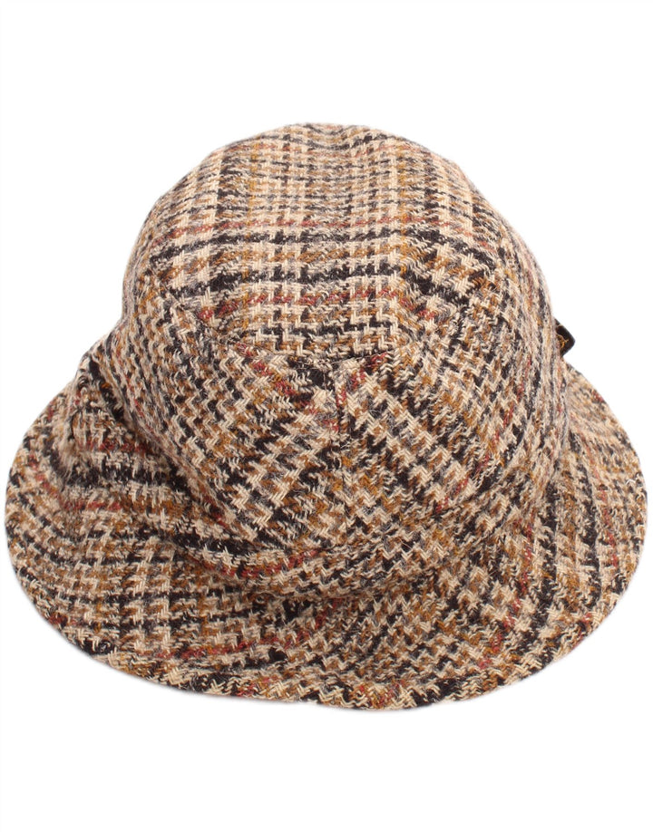 Chapéu balde masculino vintage grande bege Houndstooth clássico