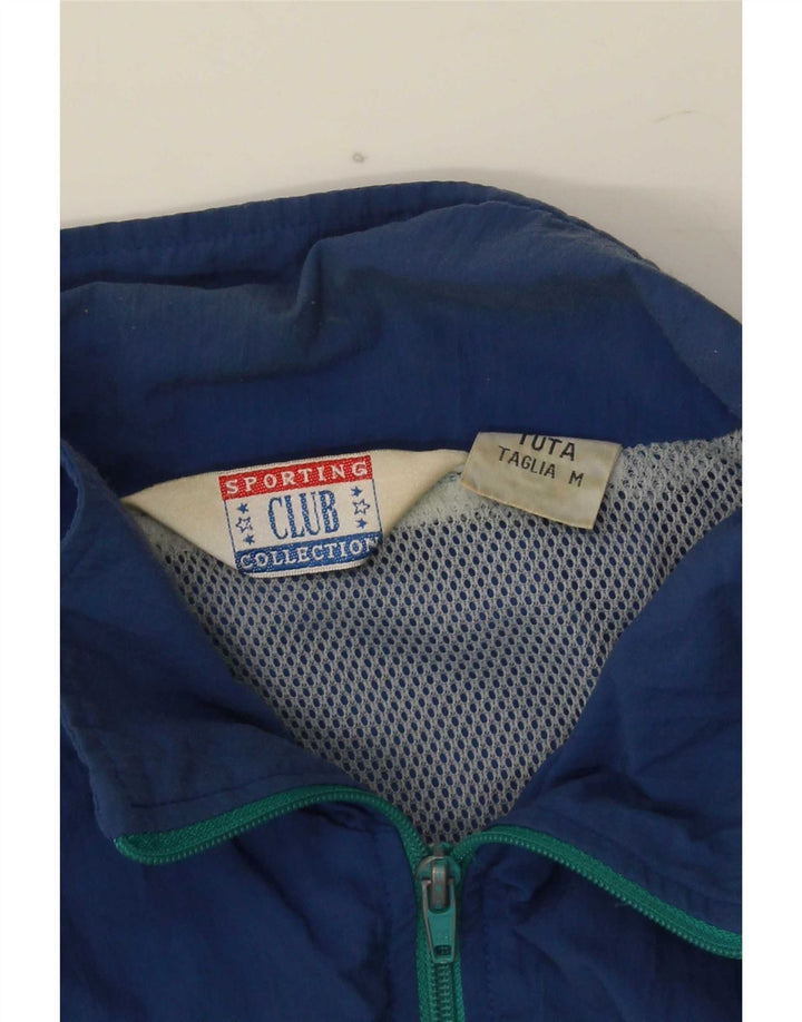 Club masculino solto ajuste agasalho jaqueta superior azul médio colorblock