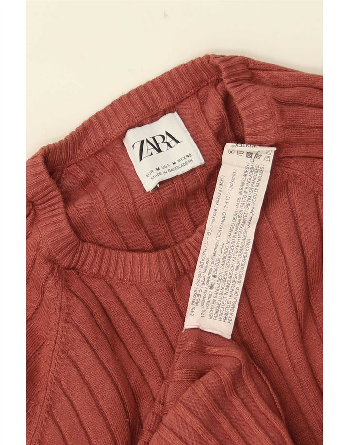 Zara Suéter masculino com gola redonda e viscose marrom médio