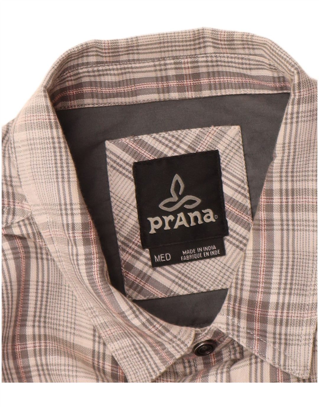 Camisa masculina de flanela PRANA algodão xadrez cinza médio