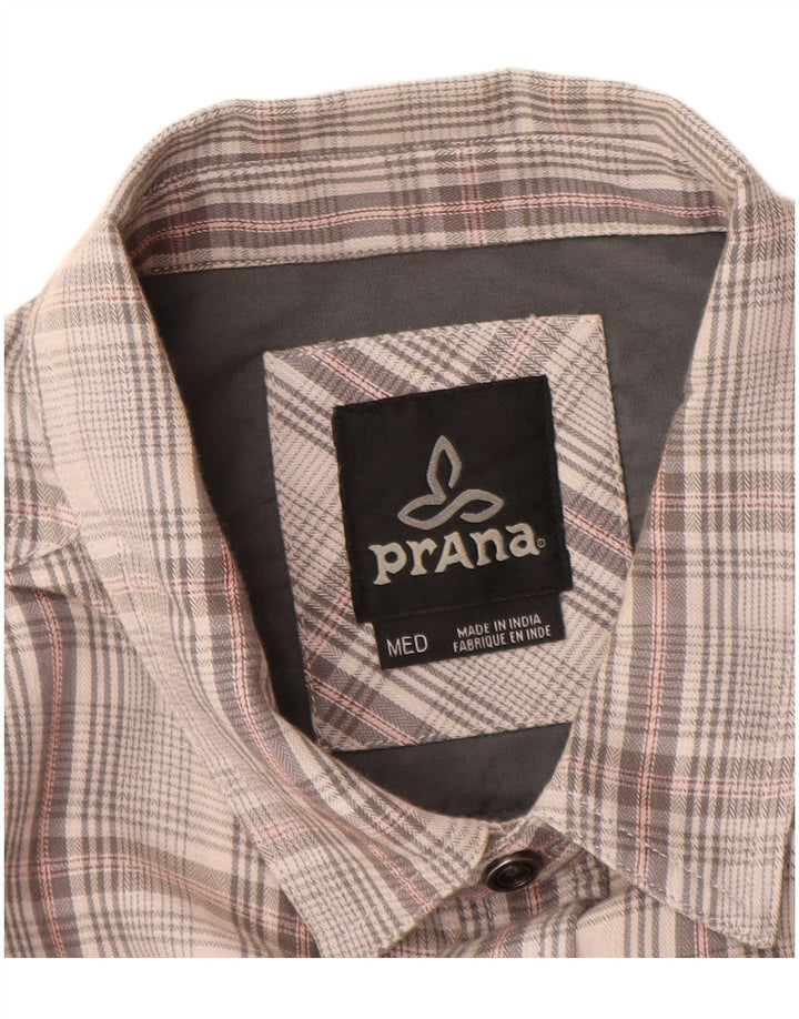 Camisa masculina de flanela PRANA algodão xadrez cinza médio